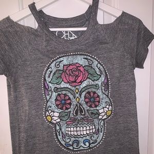 Chaser shirt with flower skull